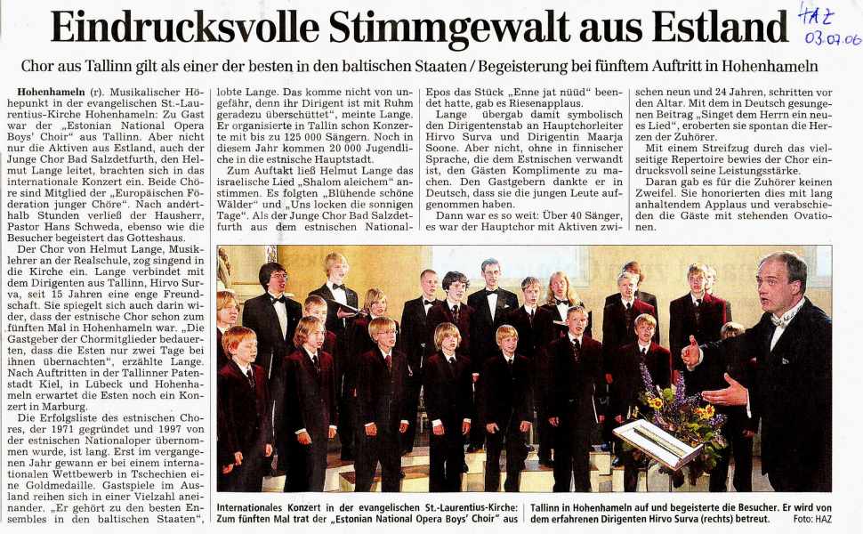 Estnische Knabenchor zu Gast